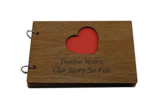 Pirantin 12 Years Our Story So Far - A5 Scrapbook, Photo Album or Notebook with Varnished Wood Front and Back Covers 1