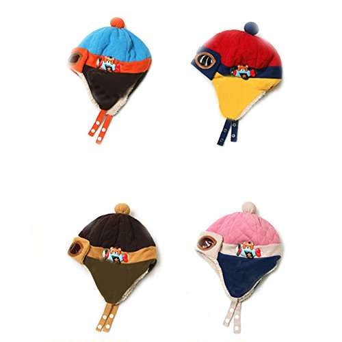 Happy Will Pilot Aviator Fleece Warm Wool Hat Cap with Earmuffs for Kids (Blue) 3