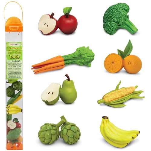 Safari Ltd. Fruits & Vegetables TOOB - 8 Mini Figurines Including Pears, Oranges, Apples, Artichokes, Carrots, Bananas, Broccoli, and Corn - Educational Toy Figures for Boys, Girls & Kids Ages 3+ 1