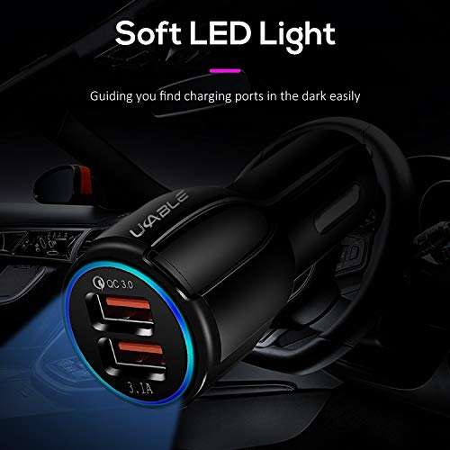 HIKER Dual Port Rapid Car Charger (Qualcomm Certified) with Quick Charge 3.0 & 2.4A Smart Adapter for All Mobile (Black) (Smart-Car-Charger-6.0A) 2