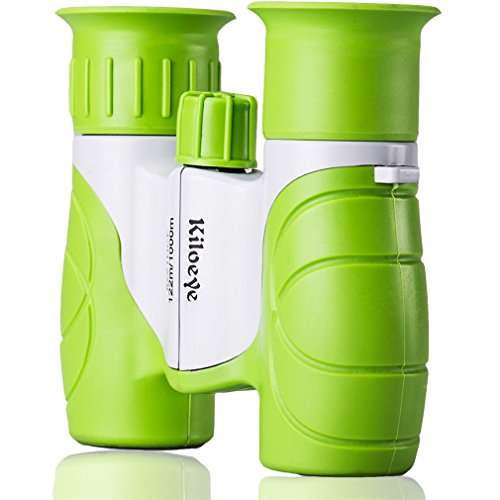 Binoculars 8X21 kit with Whistle & Neck Strap for Kids Boys Girls Outdoor Sports Bird Watching Hunting Hiking Children Birthday Presents All Real Optical Glass Lens Green Plastic Body Lightweight 4