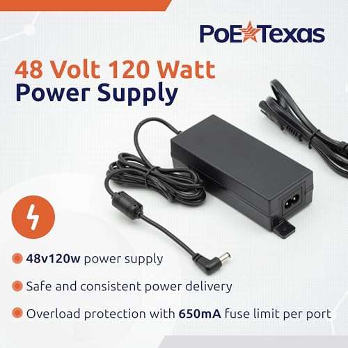 PoE Texas POE-16-48v120w | 16 Port Passive PoE Injector - Power Over Ethernet for 802.3af Cameras, IP Phones, Access Points and More with 10/100 Data 6