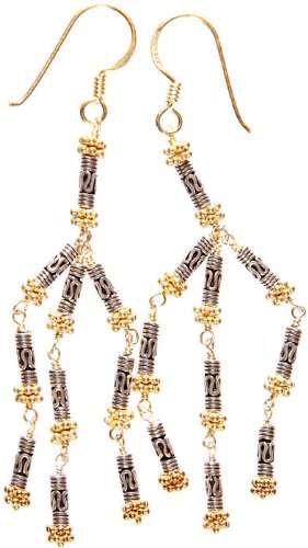 Exotic India Silver Drop Earrings For Women (Multicoloured) (Jvm65)