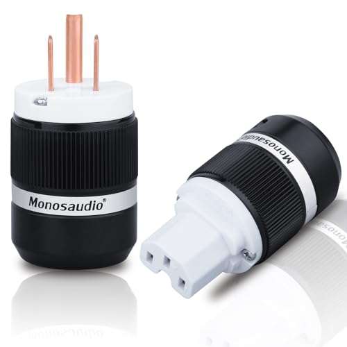Monosaudio HiFi Power Plug Pure Copper 15A/125V 10A/250V IEC C13/C15 Power Connector Hi-end Audio Power Plug Audiophile Power Plug for DIY Audiophile Power Cord HiFi Audio AC Power Cable（M130/F130） 1
