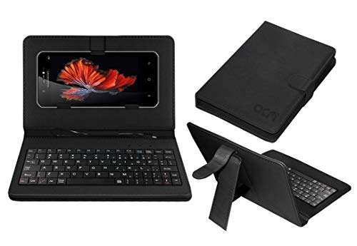 ACM Keyboard Case Compatible with Videocon Graphite V45ed Mobile Flip Cover Stand Plug & Play Device for Study & Gaming Black