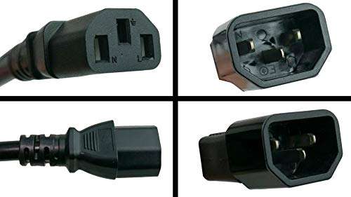 6 Ft PDU Whip Device Power Cord C14 to C13 | 16 AWG | 1625/3250 Watt | 13 Amp | 120/240 Volt - Data, Mining, Power Supplies, Computers, Servers - 3 Prong, 16 Gauge, w/Ground, 110-250V 3