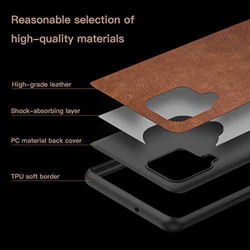 kqimi Case for Samsung Galaxy A12 5G, Premium Leather Slim Stylish Soft Grip Shockproof Anti-Scratch Protection Cover Cases for Samsung Galaxy A12（6.5" 2020 (Dark Brown) 3