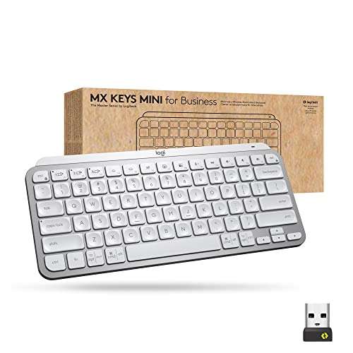 Logitech MX Keys Mini Wireless Illuminated Keyboard for Business, Compact, Logi Bolt Technology, Backlit, Rechargeable, Globally Certified, Windows/Mac/Chrome/Linux - Pale Gray 1