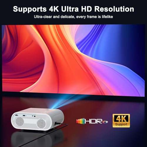 Smart Projector, HOMPOW UHD 4K Projector with WiFi and Bluetooth, Built-in Streaming System Outdoor Projector, Home Cinema Projector for iOS/Android 4