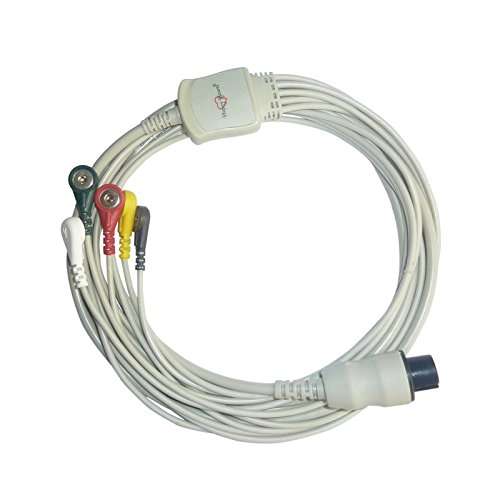5 Lead ECG Cable Compatible with Mindray 6 Pin Snap type