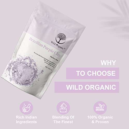 Wild Organic Brazilian Purple Clay Powder Flawless Skin Clay, Skin Cells Regeneration, Re-Hydrate Dry Skin, Prevent Skin From Sun Damage and Pollution. For Men & Women 100gm 5
