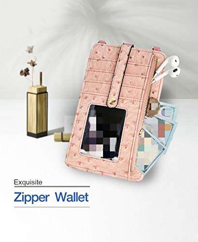 Travel Shoulder Bag for Ladies, Caxion Casual Pouch Teengirls Wallet Crossbody Purse Pocket Zippered Compartment Leather Pouch Cell Phone Bag Fit for Samsung Galaxy Note 8/S9/S9 Plus/S8/S7 Edge - Pink 5