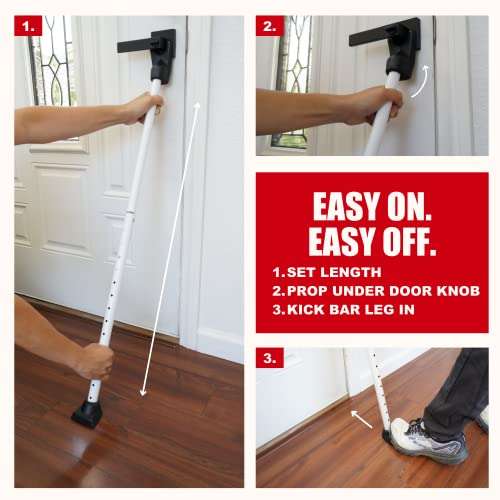 SecurityMan Adjustable Door Security Bar - Constructed of High Grade Iron - Great for Apartment Security or Home Protection Door Stoppers -(18.25”-47.5” for Doors / 18.25”-46.5” for Patio Doors) White 4