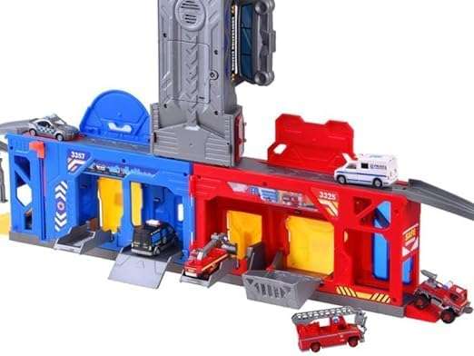 Ramokdu Walkie Talkies Racers Vehicle Metal Car Parking Lot Fire Station Police Station Toys for Children Luxury Gifts Multi Color 5