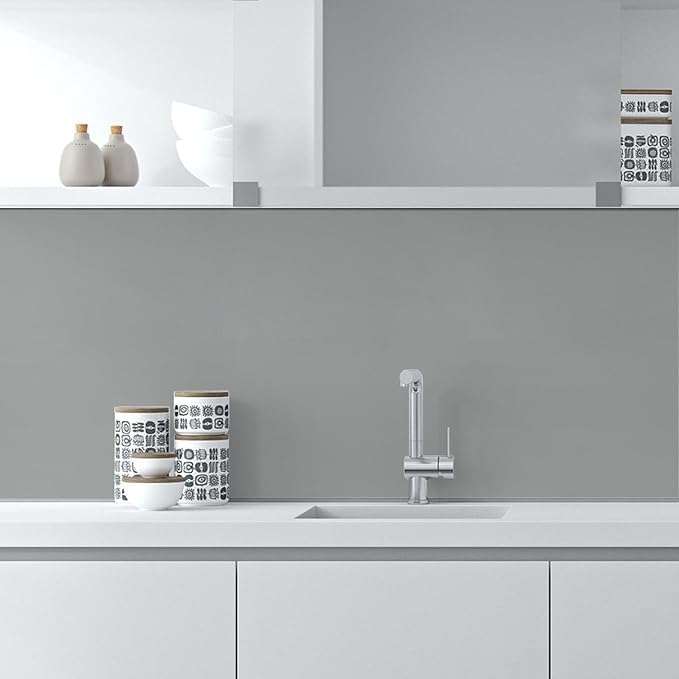 AMAZBIRD Contact Paper Shiny Countertop for Cabinets Glossy Colored Wall Paper Furniture Self Adhesive Kitchen Wallpaper Drawer Liner Waterproof Easy to Clean (2Feet' X 8.3Feet', Dark Gry Vinyl) 6