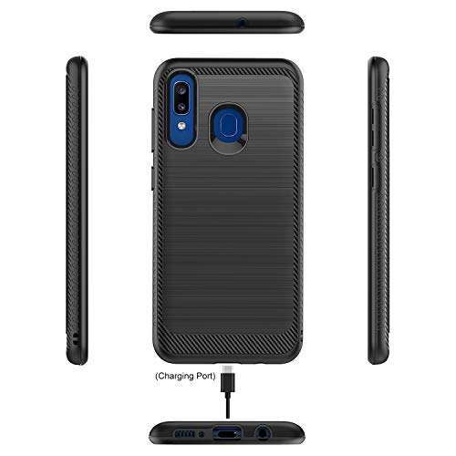 Samsung A20 Case,Galaxy A20 Case,Galaxy A50 Case,MAIKEZI Hybrid Dual Layer TPU Plastic Armor Defender Fashion Phone Case Cover for Samsung Galaxy A20/A30/A50(Black Brushed) 6