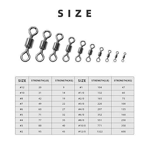 SF Fishing Rolling Barrel Swivel Stainless Steel Rolling Bearing Connector Fishing Swivels Tackle #4-50Psc 2