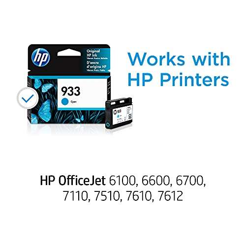 HP Original 933 Cyan Ink Cartridge | Works with OfficeJet 6100, 6600, 6700, 7110, 7510, 7610 Series | CN058AN 2