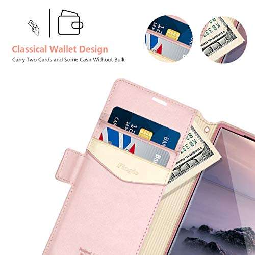 Fingic for Samsung Note 20 Ultra Case,Note 20 Ultras Wallet Case,Rose Gold Marble PU Leather Wallet Cases 2 ID & Credit Cards Slots Holder Side Pocket Kickstand Feature Flip Cover for Note 20 Ultra 4