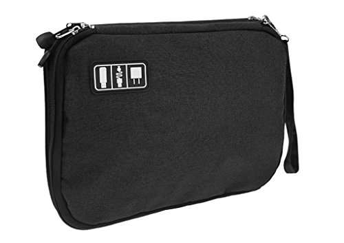 Double Layer USB Cable Hard Drive Case Electronics Accessory Organizer iPad Tablet Cellphone Cord Shuttle SD Card Reader Holder Travel Carrying Storage Bag Headphone Charger Clutter Protection Case 5