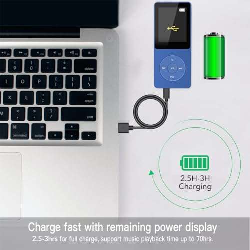 AGPTEK A02S 16GB MP3 Player, 70 Hours Playback Lossless Sound Music Player, Supports up to 128GB, Dark Blue 5