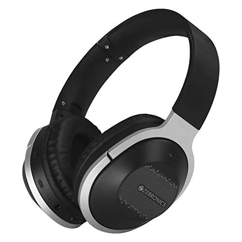 Zebronics Zoom Bluetooth 5.0 Wireless Headphone with 50 Hours Battery Backup, Deep Bass, Voice Assistant, Dual Pairing, Foldable Design, Built-in Mic and Calling Function 1