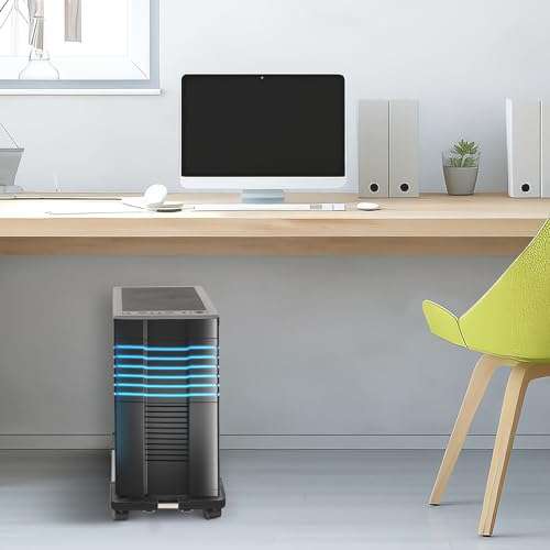 Liitrton Mobile CPU Stand Adjustable Computer Tower Stand with 4 Caster Wheels Fits Most PC (Black) 6