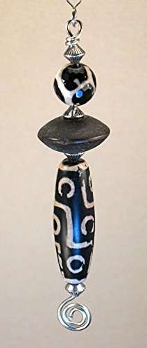 Brown African Tribal Ceramic Glass Stone & Wood with Agate Stone Giraffe Animal Pattern Ceiling Fan Pull Chain 3