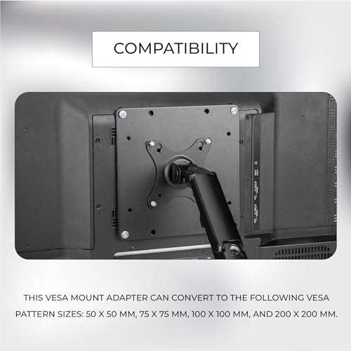 HumanCentric VESA Mount Adapter Plate for 200 x 100 mm VESA Patterns | Conversion Kit for 75 x 75 VESA Patterns to 200 x 100 mm VESA Patterns 2