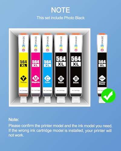 GPC Image Compatible 564XL Ink Cartridge HP Printers Replacement for HP 564XL 564 XL Ink Cartridge Combo Pack Compatible with Photosmart 7510 7515 7520 7525 C309a Printer (6 Pack with Photo Black) 2