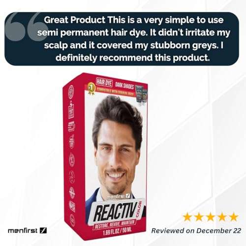 Menfirst - Reactiv Semi-Permanent Instant Hair Dye for Men - Color Hair Toner - Darken & Cover Gray Hair in 5 Minutes - 2 Pack - 1.69 Oz 5