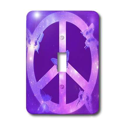 3dRose lsp_40234_1 Universe Peace Sign Purple Butterflies-Inspirational Art Single Toggle Switch 2