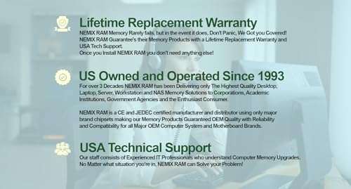 NEMIX RAM 16GB (1X16GB) DDR4 2666MHZ PC4-21300 1Rx4 1.2V CL19 288-PIN ECC RDIMM Registered Server Memory Compatible with Cisco UCS C-Series M5 Servers UCS-MR-X16G1RS-H 6