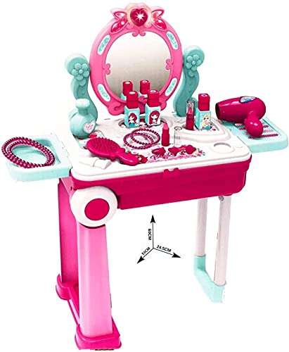 B For Best Children Beauty Makeup Kit Pretend Play Fashion Set Toy with Carry case Suitcase Trolley Light and Music for Girls Kids ( Multi Colour) 1