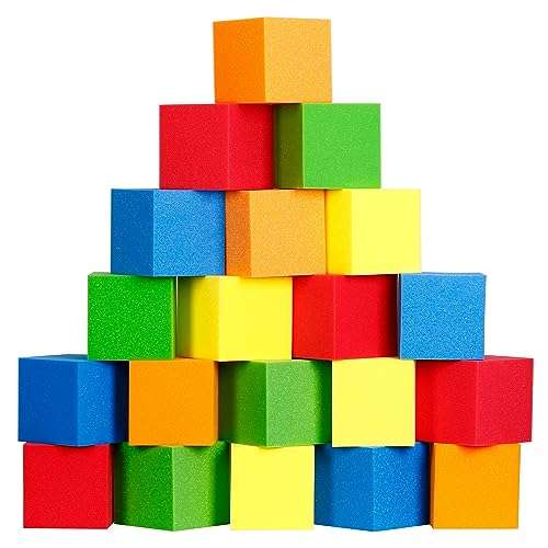 Foam Cubes 144 pcs, 5.9"x5.9"x5.9" Colorful Flame Retardant Foam Pit Blocks Premium Quality Foam Pit Cubes for Trampoline Arenas, Gymnastics, Parkour Courses, Skateboard Parks, Playground(5 Colors)