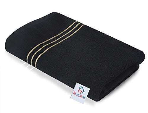 Heart Home Cotton Bath Towel Super Soft, Fluffy, and Absorbent, Perfect for Daily Use 100% Cotton Towels, 400 GSM (Black)-HEART11580 2