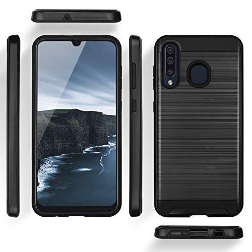 TJS Phone Case Compatible with Samsung Galaxy A10E 5.8" (Not Fit Galaxy A10/M10), Hybrid Shockproof Metallic Brush Finish Hard Inner Layer (Blue) 4