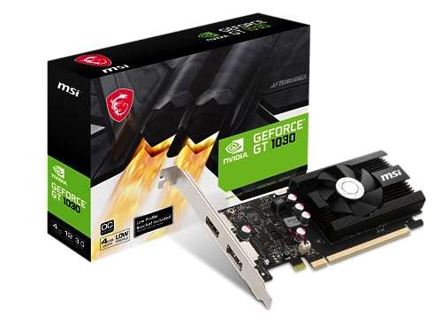 MSI Gaming GeForce GT 1030 4GB DDR4 64-bit HDCP Support DirectX 12 DP/HDMI Single Fan OC Graphics Card (GT 1030 4GD4 LP OC) 1