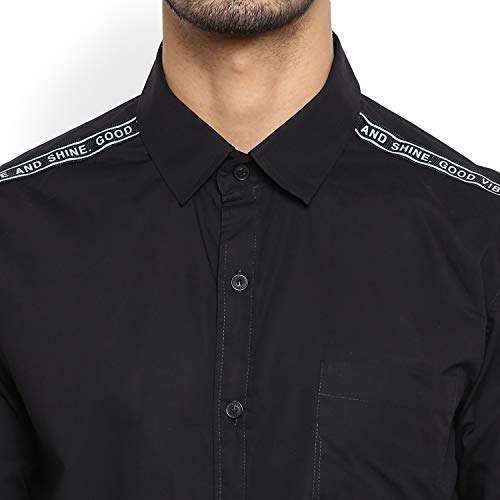 Mufti Men's Solid Casual Shirt (MFS-10350-I_01-Black M) 6