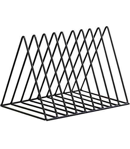 Zepdos Triangle Newspaper and Magazine Stand, Newspaper Rack, File Racks, Holder Desktop Iron Book Rack, Document Storage Rack for Table Office, Tabletop Desk File Organizer (Pack of 2) 6