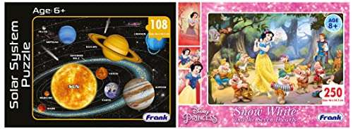 Frank Solar System Outer Space Puzzle for 6 Year Old Kids and above & Disney Princess Snow White and The Seven Dwarfs 250 Pieces Jigsaw Puzzle for Kids for Age 8 Years Old and above 1