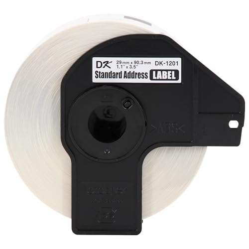 Brother Genuine DK-1201 Die-Cut Standard Address Labels – Long Lasting Reliability, Die-Cut Standard Address Paper Labels, 1.14” x 3.5” Individual Label Size, 400 Labels per Roll, (1) Roll per Box 1