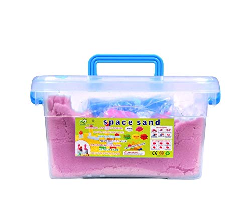 Anadimall 1 kg Magic Moving Kinetic Soft Sand Clay Craft Art Box Children Playing Set Beach Toy for Kids Activity Toys with 12 Mould (1 kg Square Sand Box)