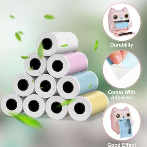 Ainiv 12 Rolls Kids Instant Camera Refill Print Paper, 2.2 x 1inch Camera Print Paper, BPA-Free Non-Adhesive Smooth Papers, Print Camera Accessories, Print Paper for Kids Instant Camera 5