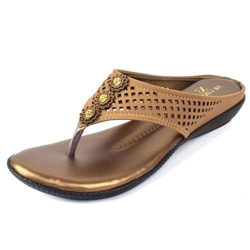 XE Looks Copper Lazer Comfort Slippers Flip Flop for Women 1