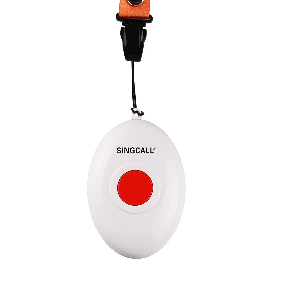 SINGCALL Home Caring Alarm System Nurse Call,Oval Rounded Lightweight Convenient,Fit for Old, Patients Children,A Caregiver Receiver 2 Necklace Pagers 6