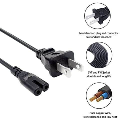 8ft Power Cord Replacement for Epson Printer Model XP-310 XP-410 XP-440 XP-830 XP-640 ET-2720 ET-3750 ET-4500 Stylus NX420 NX430 NX625 CX7400 CX7450 Printer AC Cable 6