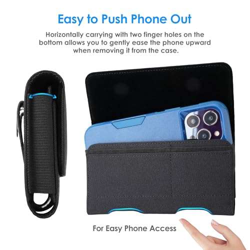 Mopaclle Nylon Cell Phone Holster for Samsung Galaxy S25 Ultra S24 Ultra,S23 Ultra,S22 Ultra, S21 Ultra,Note 20 Ultra A71 A23 A12 Moto G Stylus, Premium Phone Belt Holder with Belt Clip for Men 3