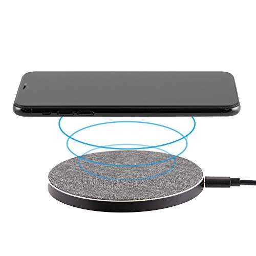 Philips Fabric Wireless Charger, 10W Fast Charging, Qi-Certified for iPhone 13/12/11/Pro/Pro Max/Mini, Samsung Galaxy S21, Google Pixel 6, Gray, DLP9035BC/27
