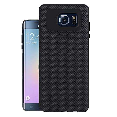 HELLO ZONE Exclusive Dotted Matte Finish Soft Rubberised Back Case Cover for Samsung Galaxy S6 Edge - Black